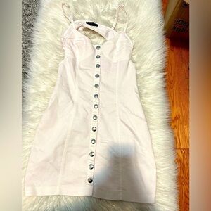 Light pink  Denim Button-Down Dress